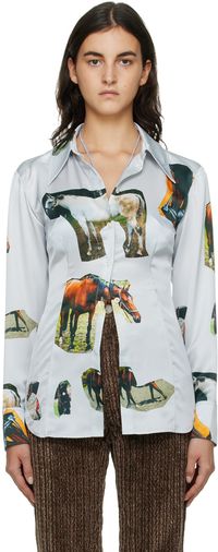 Acne Studios White Digital Print Shirt