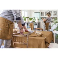 L'effet Papillon - Nappe de table en gaze de coton - Taille 150x350 - Marron