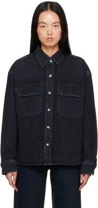 AGOLDE Black Gwen Slice Denim Shirt