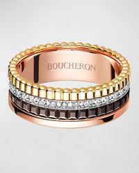 Quatre 18K Gold Classique Small Band Diamond Ring