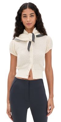 For Love & Lemons Maritime Knit Cardigan & Scarf Cream XXS