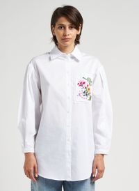 Max&co. - Chemise à double col classique brodée en coton - Taille 42 - Blanc