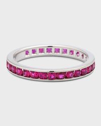 18k White Gold Ruby Eternity Ring, Size 7, 1.50tcw