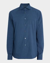 Men's Neat Geometric Cotton and Lyocell Sport Shirt