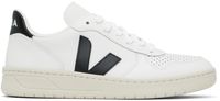 VEJA White & Black V-10 Leather Sneakers