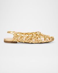 Viviane Metallic Knotted Mesh Slingback Flats