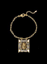 Hipanema - Bracelet chaîne avec cabochon central - Taille Unique - Doré
