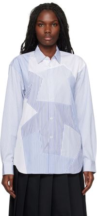 Comme des Garçons Shirt Blue & White Stripe Poplin Shirt
