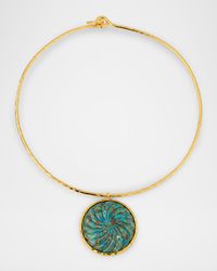 Carved Turquoise Collar Pendant Necklace