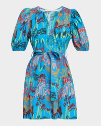 Clara Tiered Botanical-Print Mini Dress