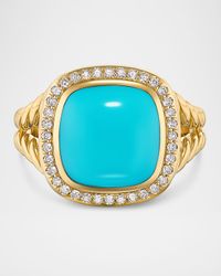 Albion Ring with Gemstones and Diamonds in 18K Gold, 15mm