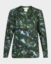Abstract-Print Silk Blouse