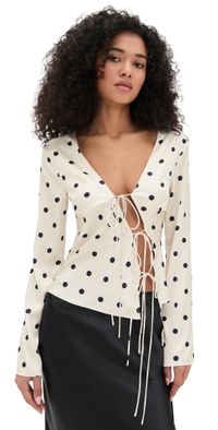 Lioness Mariah Long Sleeve Blouse Cream Polka XL