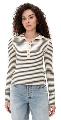 Free People Lake Stripe Henley Tea Combo L