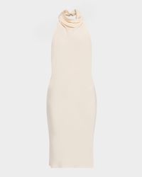 Cowl Halter Silk Sable Backless Cocktail Dress