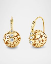 14K Graduated Bezel Bead Earrings with Icon Wallpaper, 12mm