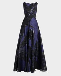 Monarch Jacquard Sleeveless A-Line Gown