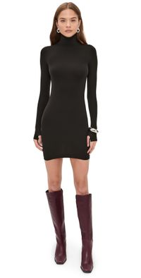 Commando Ballet Body Turtleneck Mini Dress with Thumbholes Black One Size