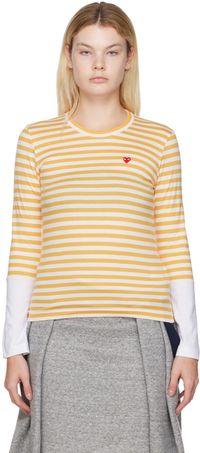 COMME des GARÇONS PLAY Yellow Paneled T-Shirt
