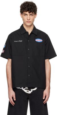 ICECREAM Black Short Sleeve Patch Work Shirt