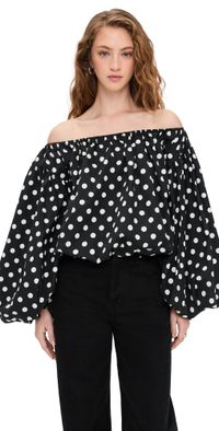 CAROLINE CONSTAS Andros Off Shoulder Top Black/White XL