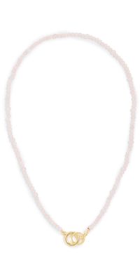 Gorjana Power Gemstone Beaded Necklace Gold/Rose Quartz One Size