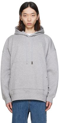 WOOYOUNGMI Pull à capuche gris à manche à cordon coulissant