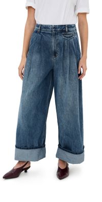 Tibi Spring Denim Triple Pleat Pants Classic Blue 31