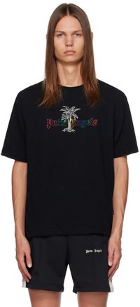Palm Angels T-shirt noir à image à logo imprimée