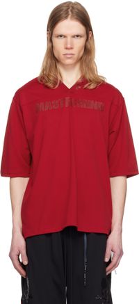 MASTERMIND WORLD Red MW Football V-Neck Jersey