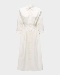 Anais Pleated Cotton Midi Shirtdress