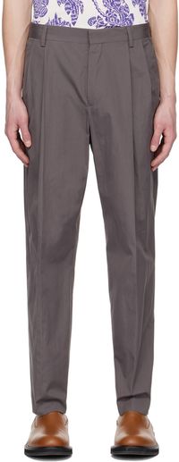 Dries Van Noten Pantalon gris à plis