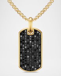 Men's Chevron Tag Enhancer with Black Diamonds in 18K Yellow Gold, 35mm