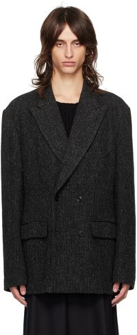 Dries Van Noten Veston noir à revers cranté