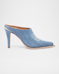 Lainy Denim Western Mule Pumps
