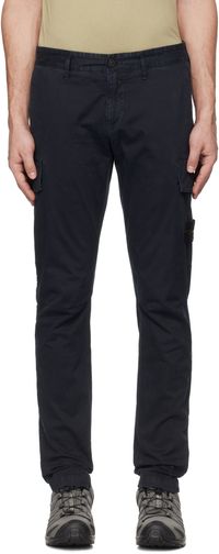 Stone Island Navy Organic Broken Twill 'OLD' Cargo Pants