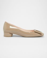 Roundy Patent Buckle Ballerina Pumps