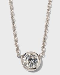 18K Gold Single Diamond Bezel Necklace