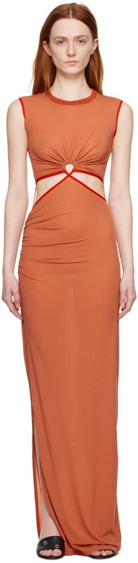 Nensi Dojaka Orange Ruched Maxi Dress