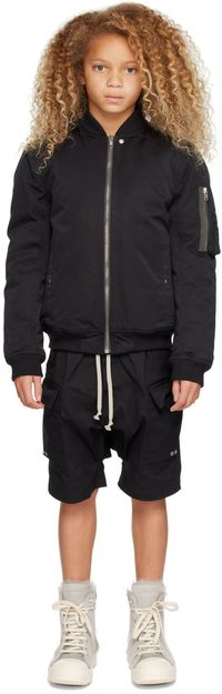 Rick Owens Enfant | Blouson aviateur Flight noir rembourré en duvet