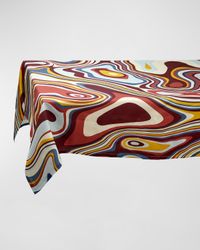 Waves Linen Sateen Tablecloth, 70" x 126"