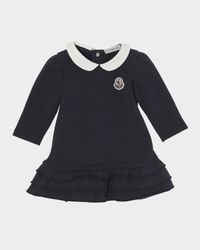 Girl's Long-Sleeve Ruffled Skirt Jersey Dress, Size 6M-3