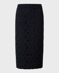 Anemone Embroidered Crepe Pencil Skirt