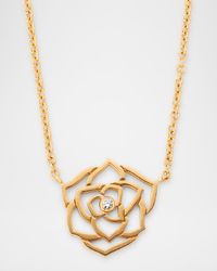 18K Rose Gold Rose Necklace with Diamond