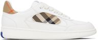 Burberry Baskets Terrace blanches en cuir à carreaux