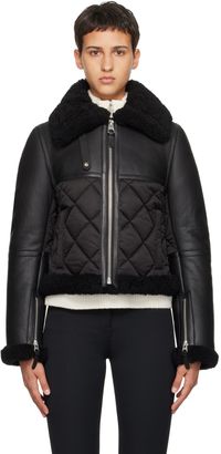 MACKAGE Blouson Tulip noir à garnitures en peau retournée