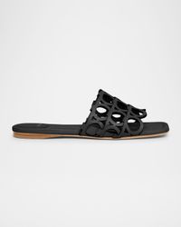 Erne Leather Gancini Link Slide Sandals