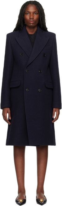 AMI Paris Navy Double Breasted Coat