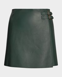 Kyler Belted Leather Skirt