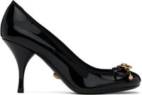 Versace Chaussures à talon 85 noires en cuir verni à boucle Opera